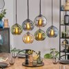Ripoll hanging light, globe light, pendant light Amber, blue, chrome, green, Smoke-coloured, 6-light sources