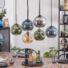 Ripoll hanging light, globe light, pendant light Amber, blue, chrome, green, Smoke-coloured, 6-light sources