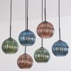 Koyoto hanging light, globe light, pendant light blue, green, coppery, 6-light sources