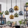 Koyoto hanging light, globe light, pendant light blue, gold, green, 6-light sources