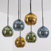 Koyoto hanging light, globe light, pendant light blue, gold, green, 6-light sources