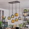Koyoto hanging light, globe light, pendant light blue, gold, green, 6-light sources