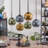 Koyoto hanging light, globe light, pendant light blue, gold, green, 6-light sources