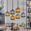 Koyoto hanging light, globe light, pendant light blue, gold, green, 6-light sources