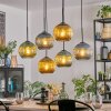 Koyoto hanging light, globe light, pendant light blue, gold, green, 6-light sources