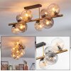 Koyoto ceiling light, globe light gold, black, 8-light sources