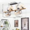 Koyoto ceiling light, globe light gold, black, 8-light sources