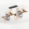 Koyoto ceiling light, globe light gold, black, 8-light sources