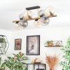 Koyoto ceiling light, globe light gold, black, 8-light sources