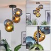 Koyoto ceiling light, globe light 31 cm blue, gold, green, 4-light sources