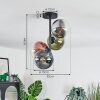 Gastor ceiling light, globe light 32 cm blue, chrome, green, clear, coppery, Smoke-coloured, 4-light sources