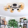 Gastor ceiling light, globe light Amber, 6-light sources