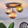 Chehalis ceiling light, globe light 30 cm blue, green, coppery, 3-light sources