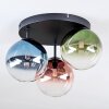 Chehalis ceiling light, globe light 33.5 cm blue, green, clear, coppery, 3-light sources