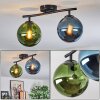 Gastor ceiling light, globe light blue, green, 2-light sources
