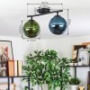 Gastor ceiling light, globe light blue, green, 2-light sources