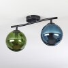 Gastor ceiling light, globe light blue, green, 2-light sources