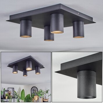 Udena ceiling light LED black, 4-light sources
