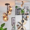 Koyoto ceiling light, globe light 31 cm Amber, clear, Smoke-coloured, 4-light sources
