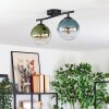 Gastor ceiling light, globe light blue, green, clear, 2-light sources