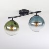 Gastor ceiling light, globe light blue, green, clear, 2-light sources