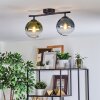 Gastor ceiling light, globe light blue, green, clear, 2-light sources