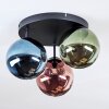 Chehalis ceiling light, globe light 34 cm blue, green, coppery, 3-light sources