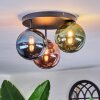 Chehalis ceiling light, globe light 34 cm blue, green, coppery, 3-light sources