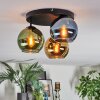 Koyoto ceiling light, globe light 30 cm blue, gold, green, 3-light sources