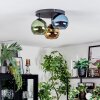 Koyoto ceiling light, globe light 30 cm blue, gold, green, 3-light sources
