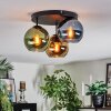 Koyoto ceiling light, globe light 30 cm blue, gold, green, 3-light sources