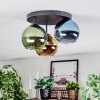 Koyoto ceiling light, globe light 30 cm blue, gold, green, 3-light sources