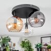 Koyoto ceiling light, globe light 30 cm Amber, clear, Smoke-coloured, 3-light sources