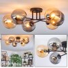 Gastor ceiling light, globe light Amber, Smoke-coloured, 6-light sources