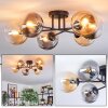 Gastor ceiling light, globe light Amber, clear, Smoke-coloured, 6-light sources