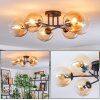 Gastor ceiling light, globe light Amber, clear, 6-light sources