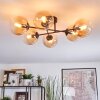 Gastor ceiling light, globe light Amber, clear, 6-light sources