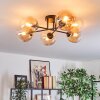 Gastor ceiling light, globe light Amber, clear, 6-light sources