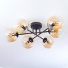 Gastor ceiling light, globe light Amber, clear, 6-light sources