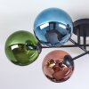 Gastor ceiling light, globe light 62 cm blue, green, coppery, 6-light sources