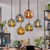 Koyoto hanging light, globe light, pendant light blue, gold, green, coppery, 6-light sources