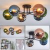 Gastor ceiling light, globe light 62 cm blue, chrome, green, coppery, Smoke-coloured, 6-light sources