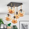 Gastor ceiling light, globe light gold, black, 5-light sources