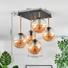Gastor ceiling light, globe light gold, black, 5-light sources