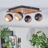 Haldor ceiling light, ceiling spotlight chrome, Wood like finish, black, 4-light sources