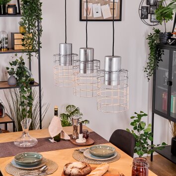 Neran hanging light, pendant light galvanized, 3-light sources