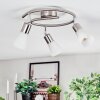 Mirlo ceiling light, ceiling spotlight chrome, matt nickel, 3-light sources