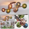 Gastor ceiling light, globe light blue, chrome, green, coppery, Smoke-coloured, 10-light sources