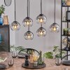 Koyoto hanging light, globe light, pendant light clear, Smoke-coloured, 6-light sources