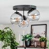 Koyoto ceiling light, globe light 30 cm clear, Smoke-coloured, 3-light sources